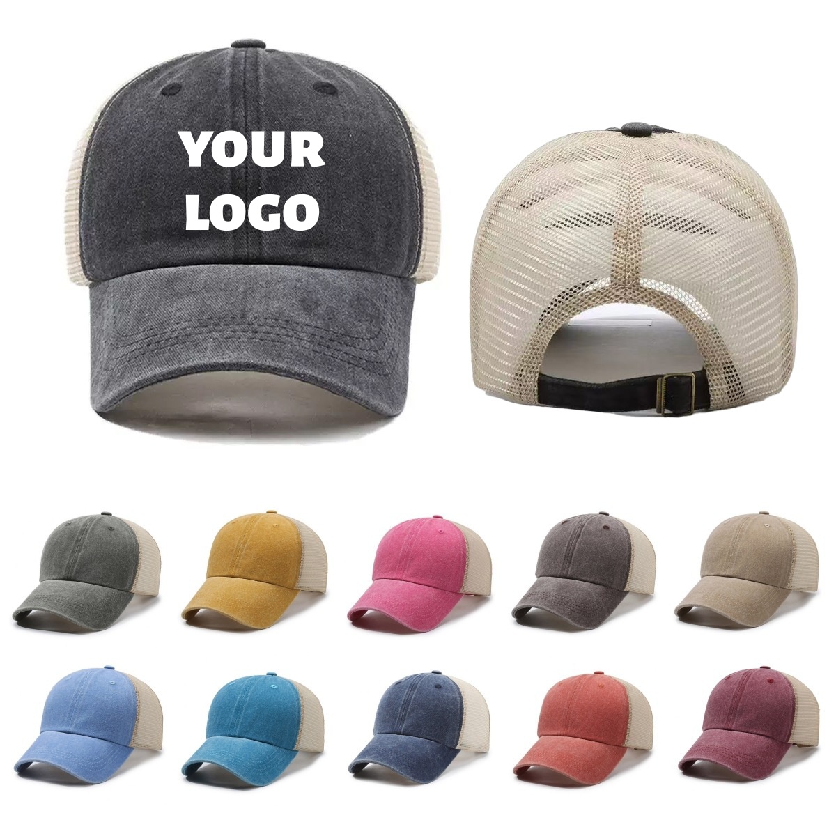Custom Logo Washed Mesh Cap Br - Visor Sun Hat incelemesi ve fiyatı