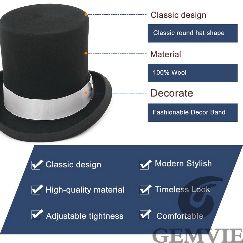 GEMVIE 17cm 100% Wool Felt Top - Fedora Hat Wool incelemesi ve fiyatı