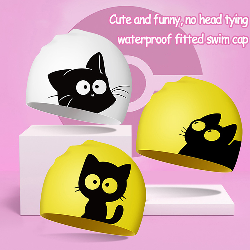 Cute Cat Swimming Cap For Long - Swim Hat Silicone incelemesi ve fiyatı