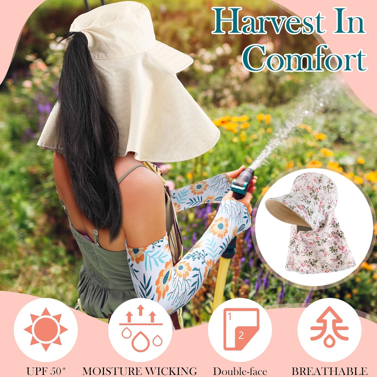 2 Pcs Floral Garden Hat for Wo - Visor Sun Hat incelemesi ve fiyatı