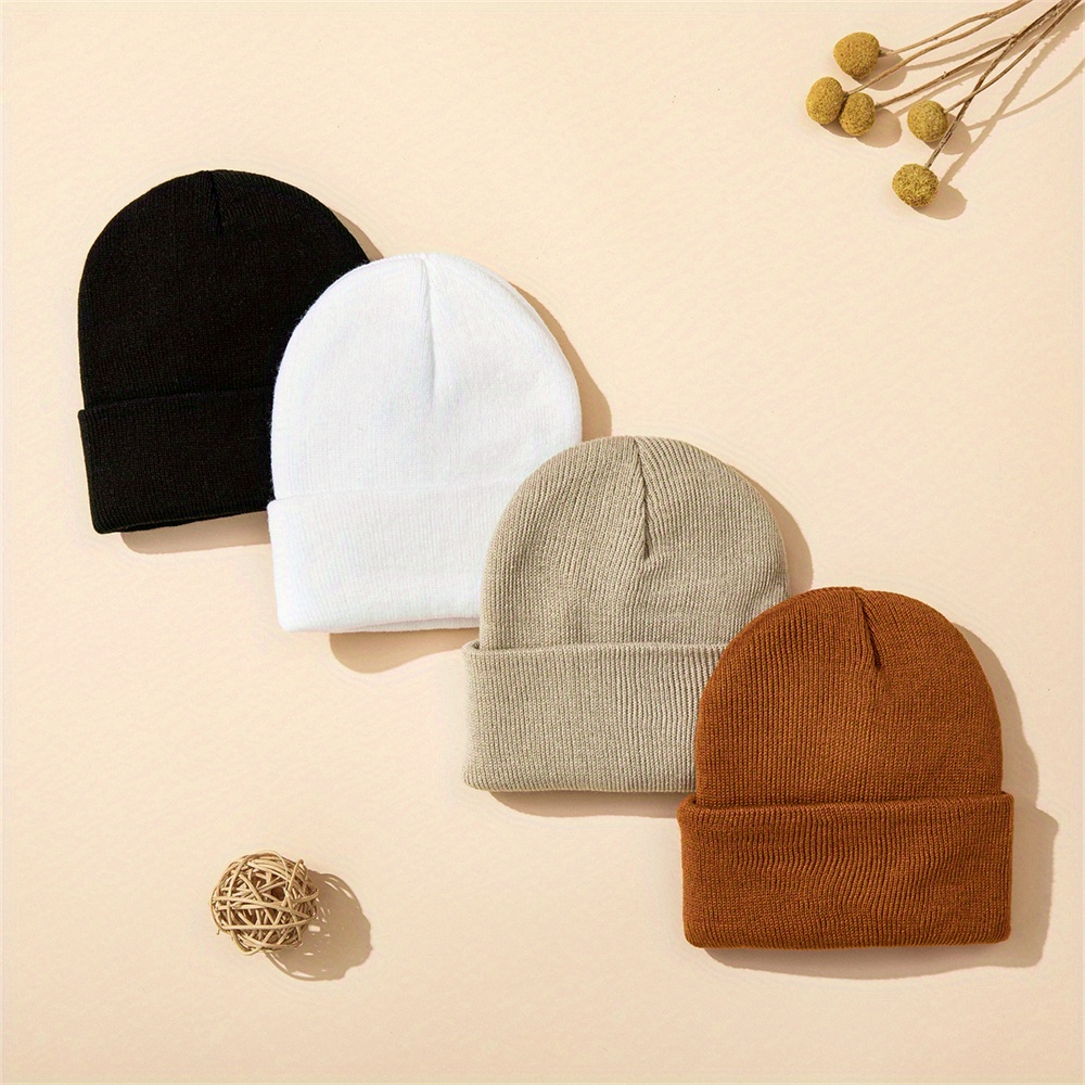 4pcs Baby Hat Knit Cuffed Bean - Beanie Cuffed Knit incelemesi ve fiyatı